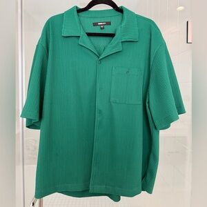 Fashion Nova Men's Green Casual Button Down Shirt + Pants